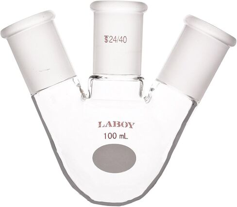 Laboy Glass 2000mL 3 Neck Round Bottom Boiling Flask with 24/40 Center & Side Joints Angled Receiving Reflux Flask Multi Neck Apparatus Organic Chemistry Lab Glassware in Kuwait