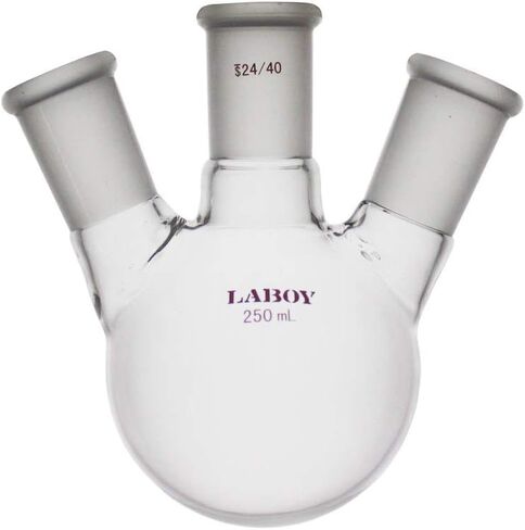 Laboy Glass 2000mL 3 Neck Round Bottom Boiling Flask with 24/40 Center & Side Joints Angled Receiving Reflux Flask Multi Neck Apparatus Organic Chemistry Lab Glassware in Kuwait