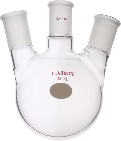Laboy Glass 2000mL 3 Neck Round Bottom Boiling Flask with 24/40 Center & Side Joints Angled Receiving Reflux Flask Multi Neck Apparatus Organic Chemistry Lab Glassware in Kuwait