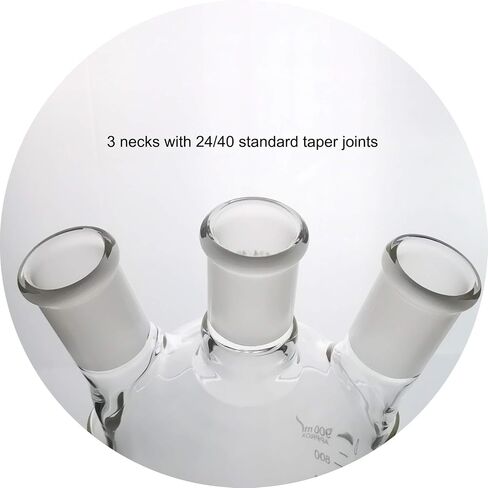 Laboy Glass 2000mL 3 Neck Round Bottom Boiling Flask with 24/40 Center & Side Joints Angled Receiving Reflux Flask Multi Neck Apparatus Organic Chemistry Lab Glassware in Kuwait