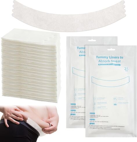 Neer 100 Pcs Tummy Liners for Sweat White Thin Cotton Fabric Belly Sweat Liners Plus Size Belly Pads for Skin in Saudi Arabia