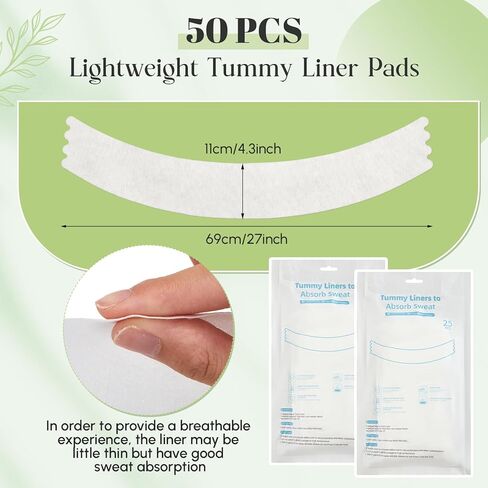 Neer 100 Pcs Tummy Liners for Sweat White Thin Cotton Fabric Belly Sweat Liners Plus Size Belly Pads for Skin in Saudi Arabia