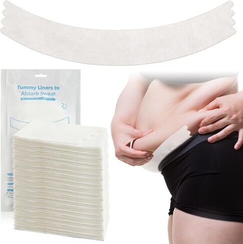 Neer 100 Pcs Tummy Liners for Sweat White Thin Cotton Fabric Belly Sweat Liners Plus Size Belly Pads for Skin in Saudi Arabia