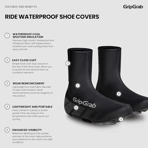 GripGrab Ride Waterproof Road Bike Cycling Overshoes Thin Windproof Adjustable Bicycle Rain Protection Shoe Covers in Kuwait