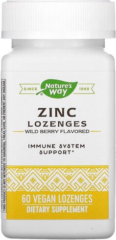 Nature's Way Lozenges مع فيتامين C & echinacea ، الدعم المناعي*، 23 ملغ من الزنك و 100 ملغ من فيتامين C لكل وجبة ، بنكهة التوت البري ، 60 لوزتن (قد تختلف العبوة) in Saudi Arabia