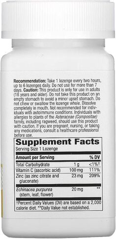 Nature's Way Lozenges مع فيتامين C & echinacea ، الدعم المناعي*، 23 ملغ من الزنك و 100 ملغ من فيتامين C لكل وجبة ، بنكهة التوت البري ، 60 لوزتن (قد تختلف العبوة) in Saudi Arabia