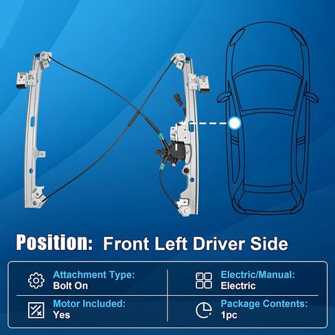 741-644 Power Window Regulator with Motor Assembly Front Driver Side Fit for 2000 2001 2002 2003 2004 2005 2006 Chevy Silverado Avalanche Tahoe Suburban GMC Sierra Yukon XL Cadillac Escalade ESV EXT in Kuwait