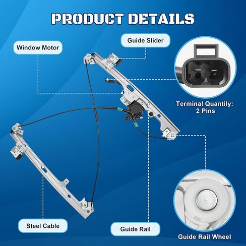 741-644 Power Window Regulator with Motor Assembly Front Driver Side Fit for 2000 2001 2002 2003 2004 2005 2006 Chevy Silverado Avalanche Tahoe Suburban GMC Sierra Yukon XL Cadillac Escalade ESV EXT in Kuwait