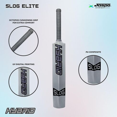 Slog Elite Hybrid Bat, PU Filled Plastic Cricket bat, Premium Hard Plastic Bat, Full Size Bat, 34" X 4.5" inches, for All Ages in Kuwait