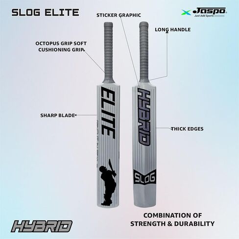 Slog Elite Hybrid Bat, PU Filled Plastic Cricket bat, Premium Hard Plastic Bat, Full Size Bat, 34" X 4.5" inches, for All Ages in Kuwait