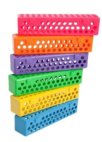 2/Pcs Dental Instrument Sterilization Plastic Container, 8" x 1¾" x 1¾" Dental Autoclave Cassettes Box - Neon Pink in Kuwait