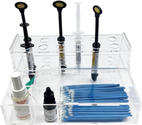 Dental Composite Syringe Organizer, Transparent Multi-Function Acrylic Teeth Syringe Holder for Resin Adhesive Syringes Brush Dispenser Placement Rack Tool (Medium) in Kuwait