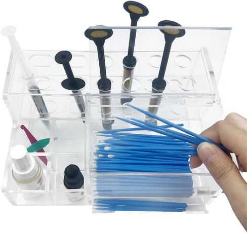 Dental Composite Syringe Organizer, Transparent Multi-Function Acrylic Teeth Syringe Holder for Resin Adhesive Syringes Brush Dispenser Placement Rack Tool (Medium) in Kuwait