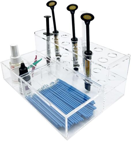 Dental Composite Syringe Organizer, Transparent Multi-Function Acrylic Teeth Syringe Holder for Resin Adhesive Syringes Brush Dispenser Placement Rack Tool (Medium) in Kuwait
