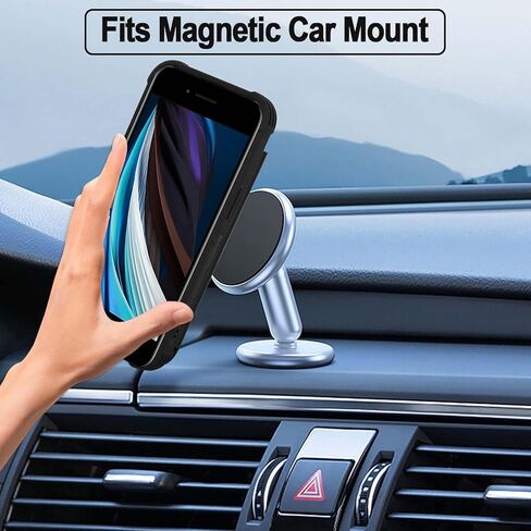 تتناسب Vanavagy مع حالة iPhone SE2/SE3 2022/2020 ، وتناسب مع iPhone 8/7 Wallet Case و Faux Leather Folio Phone Cover تناسب تركيب السيارة المغناطيسية مع حامل بطاقة الائتمان و RFID ، الأسود. in Kuwait
