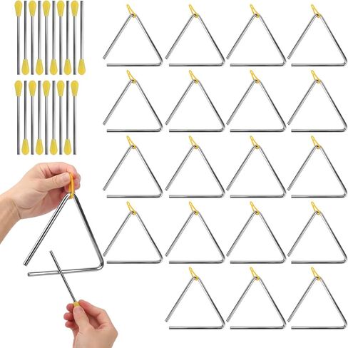 20 PCS 6 بوصة المثلث أدوات الإيقاع الموسيقية ، أداة مثلث مع المهاجم ، الإيقاع أداة الإيقاع المثلث في فئة الموسيقى ، الحفل ، أداء الفرقة ، حفلة in Kuwait