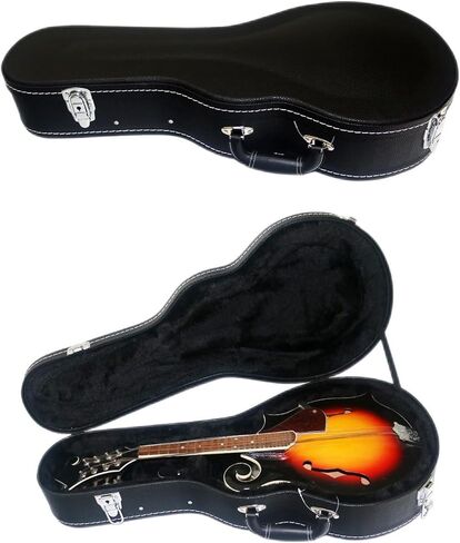 Mandolin Case, F-Style and A-Style Mandolin Case, Litchi pattern Leather Bulge Surface with Plush Interior Wooden Case (Black) in Saudi Arabia