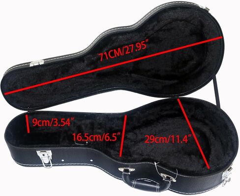 Mandolin Case, F-Style and A-Style Mandolin Case, Litchi pattern Leather Bulge Surface with Plush Interior Wooden Case (Black) in Saudi Arabia