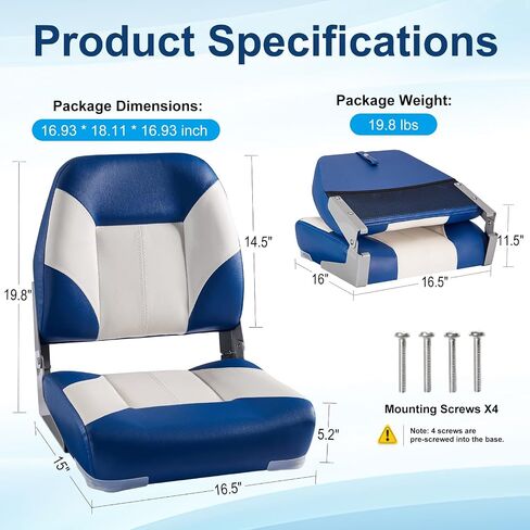 2pcs Boat Seating Grey and Black Low Back Finsh Boat Chairs in Kuwait