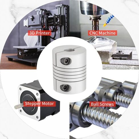 2psc Flexible Beam Coupling 6.35mm to 6.35mm, Aluminum Alloy Shaft Coupling 25L 20D, Stepper Servo Motor Flexible Coupler Joint Connector for 3D Printer CNC Machine DIY Encoder in Kuwait