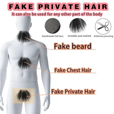 Fake Private Hair, Invisible Realistic Biniki Body Hairs For Men and Women Fake Chest Hair Fake Mustache (style4) in Kuwait