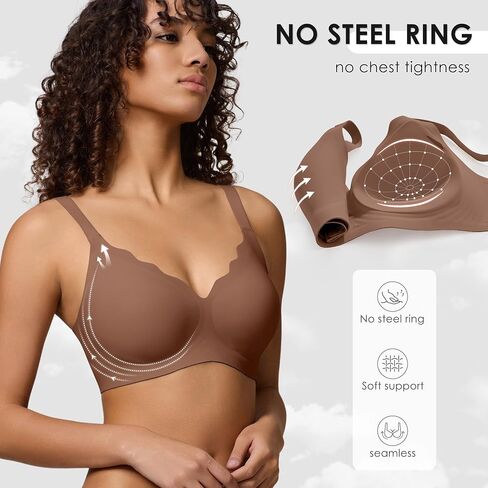 Seamless Wireless Bra for Women with Support - No Underwire Full Coverage Push Up Comfort Bras - Back Fat Smoothing Bralettes in Saudi Arabia