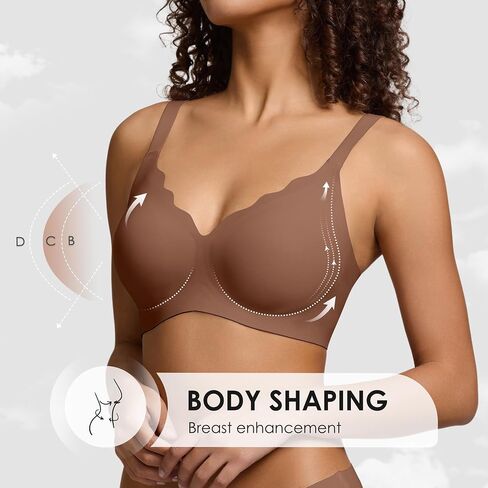 Seamless Wireless Bra for Women with Support - No Underwire Full Coverage Push Up Comfort Bras - Back Fat Smoothing Bralettes in Saudi Arabia