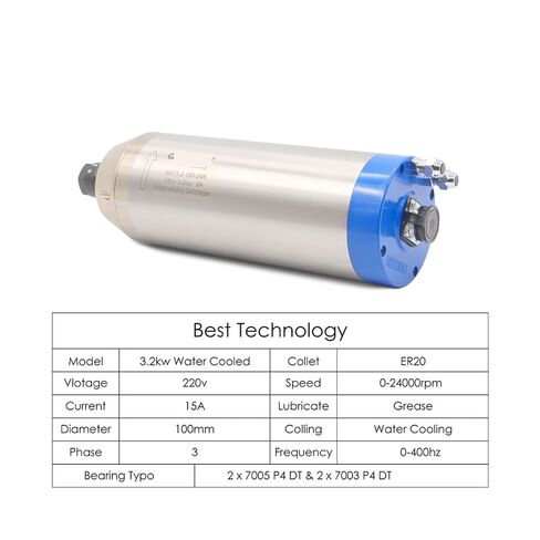 220V/380V 3.2KW ER20 4 محمل الماء المبرد بمغزل 4 كيلو وات وقوس 100 مم (محمل كرة الصلب ، 220 فولت) in Kuwait