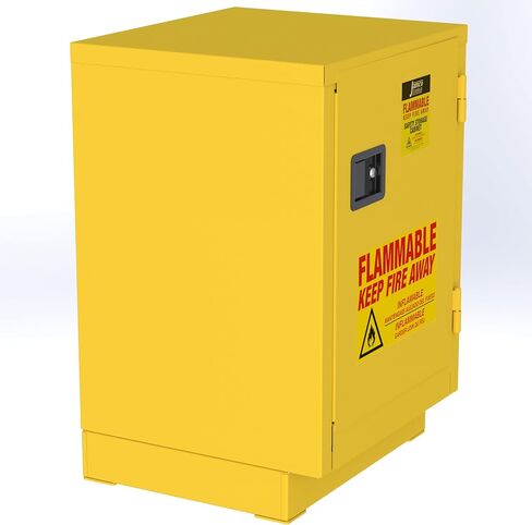 Jamco 12 Gallon Under Counter Flammable Safety Cabinet, Steel Flammable Storage Cabinet with Lockable Manual Closing Doors, Non Forkliftable, 24-Inch x 22-Inch x 35-Inch, Yellow in Saudi Arabia