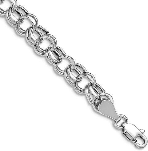 JewelryWeb 14k White Gold Hollow Lite 5.5mm Double Charm Bracelet Lobster Claw-Charm-Bracelet for Women in Saudi Arabia