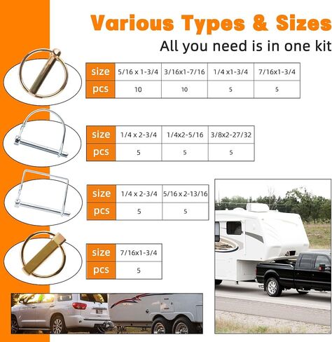 230Pcs Heavy Duty Pin Assortment Kit, Hitch Pins, Clip Pins, Linch and PTO Pins for Truck Towing Mowing, Farm Equipment, Lawn Mowers, 3 Point Accessories Tractor Attachments in Saudi Arabia