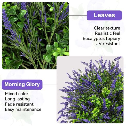 Artificial Topiary Lavender Ball Tree Outdoor Plants with Ground Spike 22"- UV Resistant Faux Shrubs, Eucalyptus Fake Plants for Indoor & Garden, Yard, Porch, Patio Decor-Pink in Saudi Arabia
