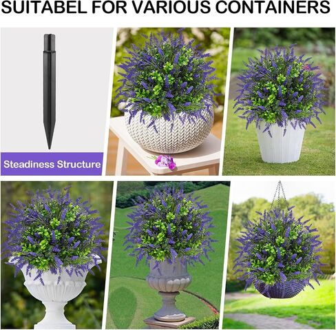 Artificial Topiary Lavender Ball Tree Outdoor Plants with Ground Spike 22"- UV Resistant Faux Shrubs, Eucalyptus Fake Plants for Indoor & Garden, Yard, Porch, Patio Decor-Pink in Saudi Arabia