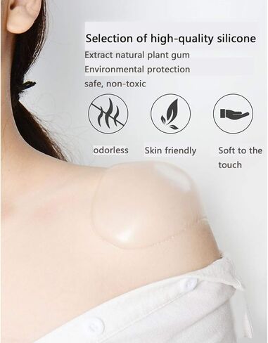 Majurphy 2 Pairs Silicone Shoulder Pads Adhesive Shoulder Push-up Pads Shoulder Enhancer,L,Clear in Saudi Arabia