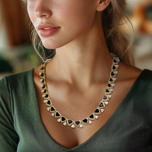 Ross-Simons Mother-Of-Pearl and Onyx Necklace With 3.50 ct. t.w. White Topaz in 18kt Gold Over Sterling in Saudi Arabia