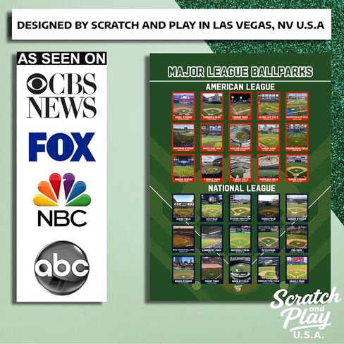 MLB Stadium Scratch Off Poster - 12 "X16" Art Wall - Pop Chart Scratch Off Baseball Stadium Map Tracker - 2024-2025 قائمة دلو الملعب - هدايا مروحة البيسبول للرجال والنساء والزوج والأطفال in Saudi Arabia