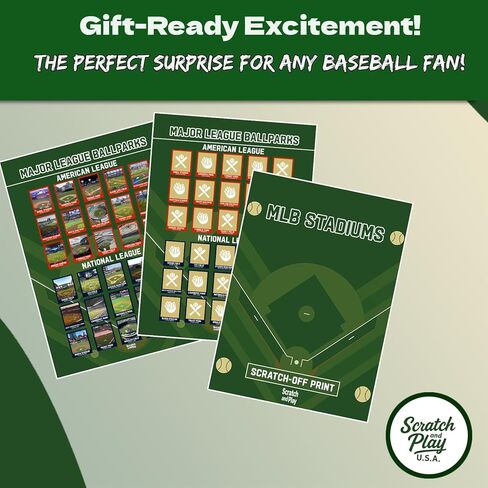 MLB Stadium Scratch Off Poster - 12 "X16" Art Wall - Pop Chart Scratch Off Baseball Stadium Map Tracker - 2024-2025 قائمة دلو الملعب - هدايا مروحة البيسبول للرجال والنساء والزوج والأطفال in Saudi Arabia