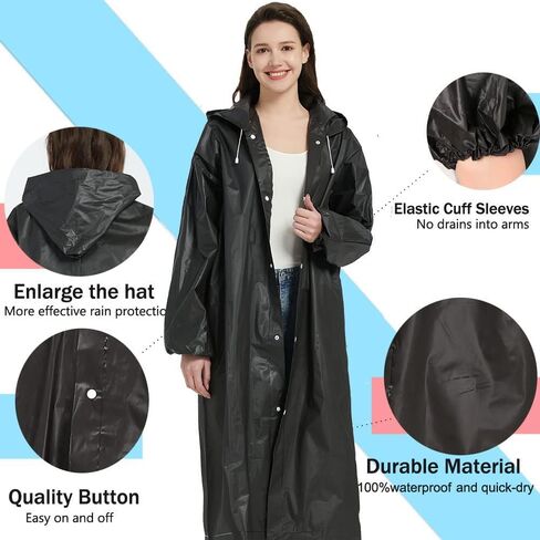 Rain Ponchos for Adults(2-5pcs),Lightweight Rain Coat,Raincoat for Women Men Raincoat in Saudi Arabia