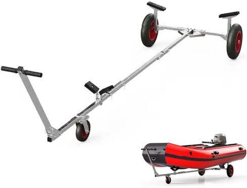 Adjustable Boat Trailer Dolly, Carbon Steel Inflatable Boat Trailer Mover, 15'' Pneumatic Tires & Nonslip Support Bracket, for Moving Kayak Motorboat Fishing Boat in Saudi Arabia
