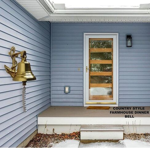 Anchor Ship Bell - Large Dinner Call Bell, Decorative Wall-Mounted Bell for Indoor/Outdoor Use, Loud Door Bell for Home, Pub, Office, School, or Last Orders (Black Gold) in Saudi Arabia