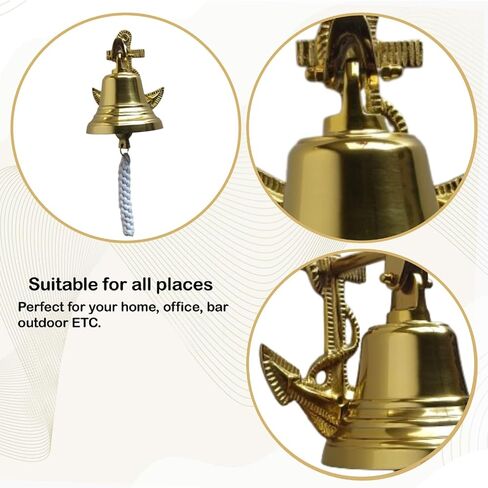 Anchor Ship Bell - Large Dinner Call Bell, Decorative Wall-Mounted Bell for Indoor/Outdoor Use, Loud Door Bell for Home, Pub, Office, School, or Last Orders (Black Gold) in Saudi Arabia