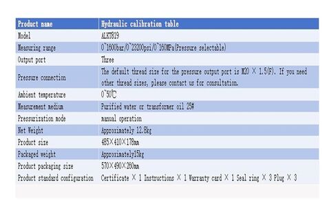 منصة المعايرة الهيدروليكية ALKT819 ارتفاع ضغط زيت الماء ضغط الزيت 160BAR مضخة الضغط الهيدروليكية 0-1600BAR ، 0-23200PSI ، 0-160MPA (0-23200PSI) in Kuwait