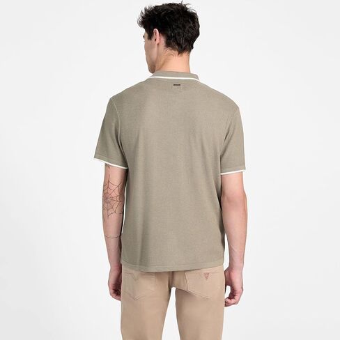 GUESS Men's Eco Short Sleeve Tyler Stripe Sweater Polo in Saudi Arabia