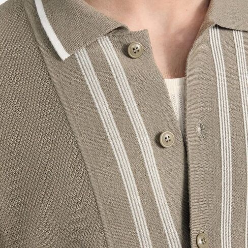 GUESS Men's Eco Short Sleeve Tyler Stripe Sweater Polo in Saudi Arabia
