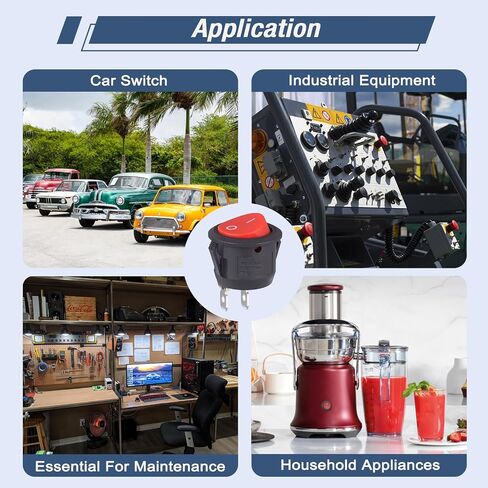 Round Rocker Switch 12V على مفاتيح OFF SMALL MINI 12VOLT تبديل التبديل 2PIN AC 6A 250V 10A 125V 12VDC KCD1 RED لقارب السيارات (5pcs مع Leads 5pcs بدون أسلاك) in Kuwait