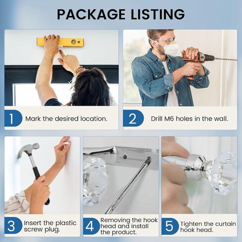 Crystal Metal Curtain Holdbacks 2pcs, Decoration Curtain Tie Back Hooks for Wall, Heavy Duty Side Holders Tiebacks Accessories for Drapes Drapery Window in Saudi Arabia