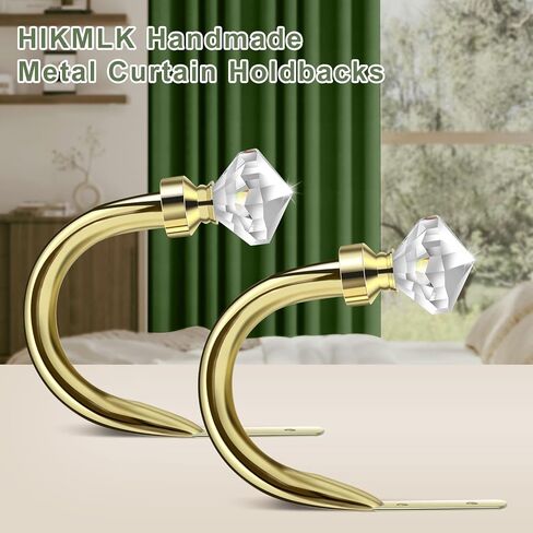 Crystal Metal Curtain Holdbacks 2pcs, Decoration Curtain Tie Back Hooks for Wall, Heavy Duty Side Holders Tiebacks Accessories for Drapes Drapery Window in Kuwait