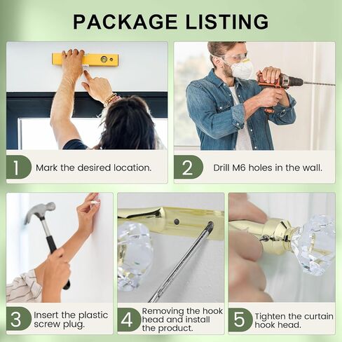 Crystal Metal Curtain Holdbacks 2pcs, Decoration Curtain Tie Back Hooks for Wall, Heavy Duty Side Holders Tiebacks Accessories for Drapes Drapery Window in Kuwait