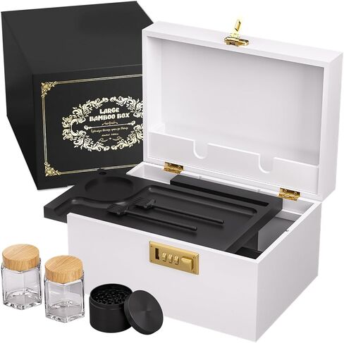 صندوق الخيزران ، صندوق مزخرف مخزن مغلق مع قفل مزيج ، صندوق قفل خشبي مع غطاء ، صندوق تخزين خشبي مغلق مع صينية قابلة للإزالة والجرار in Kuwait