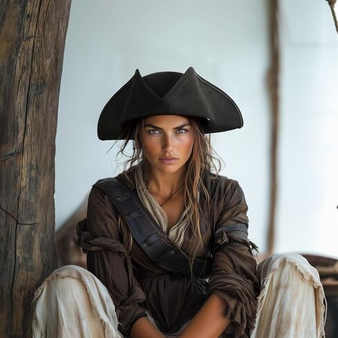قبعة قراصنة UQJE أصيلة للنساء البالغات الجلدية Tricorn Hat Halloween Colonial Assume Assume in Saudi Arabia